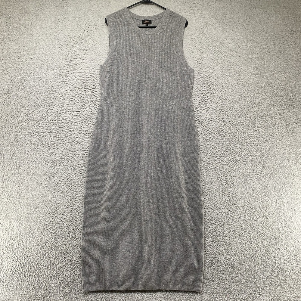 Quince Cashmere Sweater Dress Womens XL Gray Sleeveless Ribbed Knit Midi